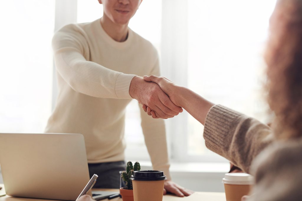 Picture of two people meeting